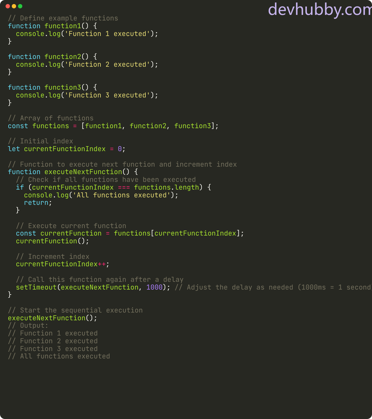 How to execute multiple functions sequentially with setTimeout?