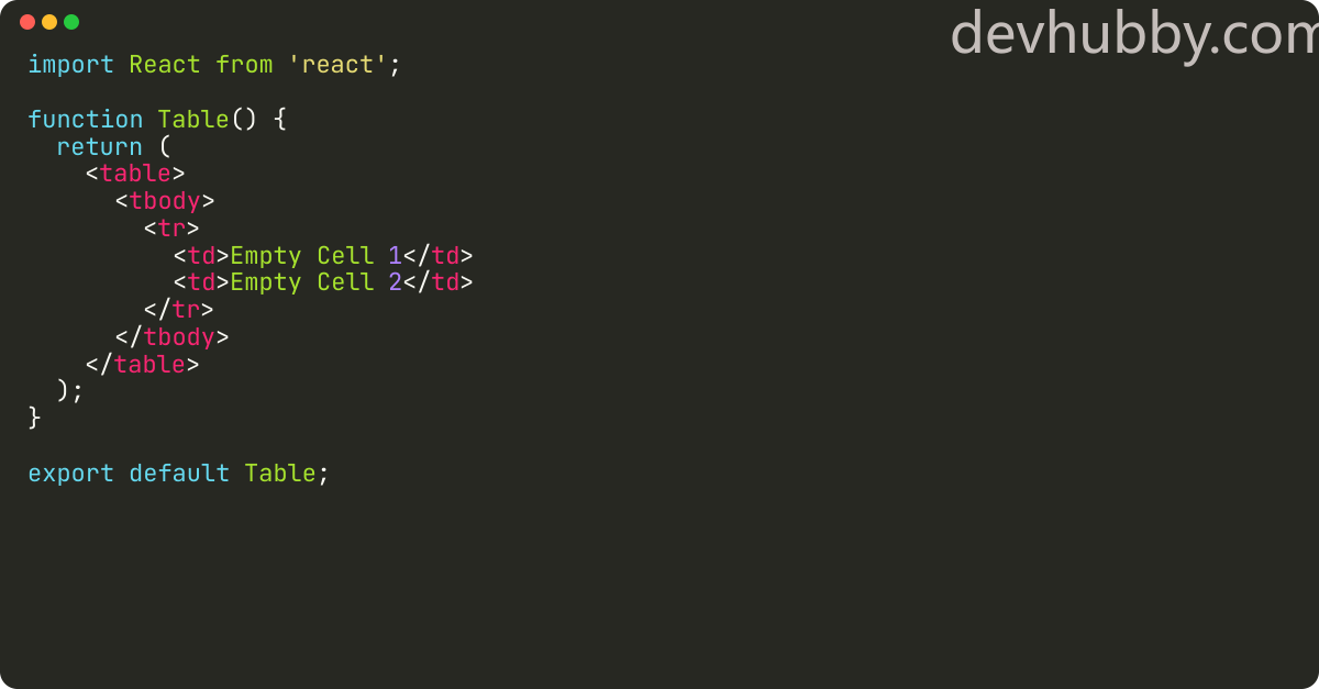 How to create an empty table in react.js?