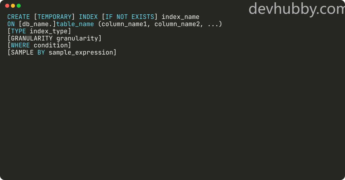 How to add an index in ClickHouse?