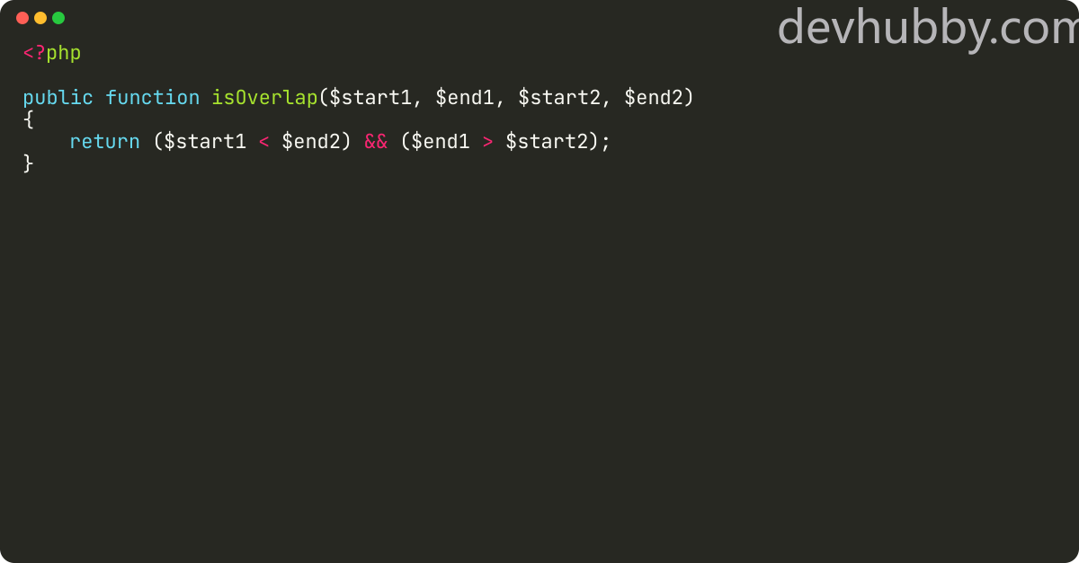 How to check if 2 dates and time ranges overlap in Laravel Eloquent?