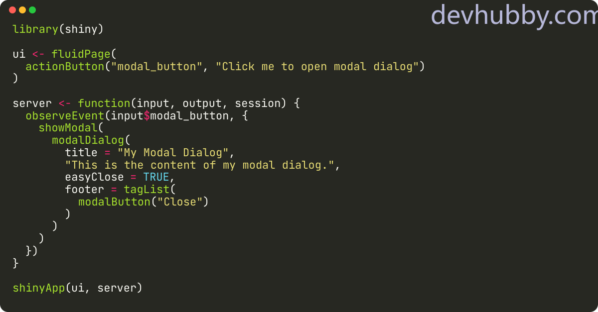 How to add a modal dialog box to a Shiny app?