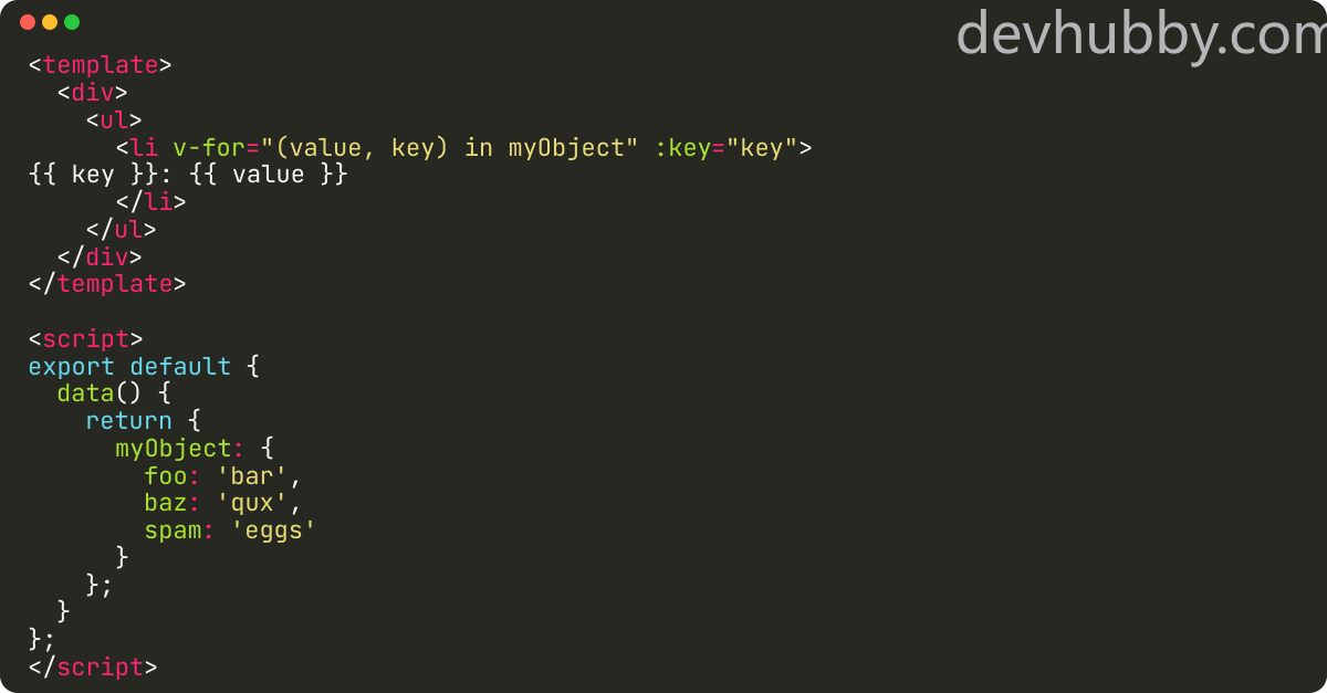 How to use v-for with an object in Vue.js?