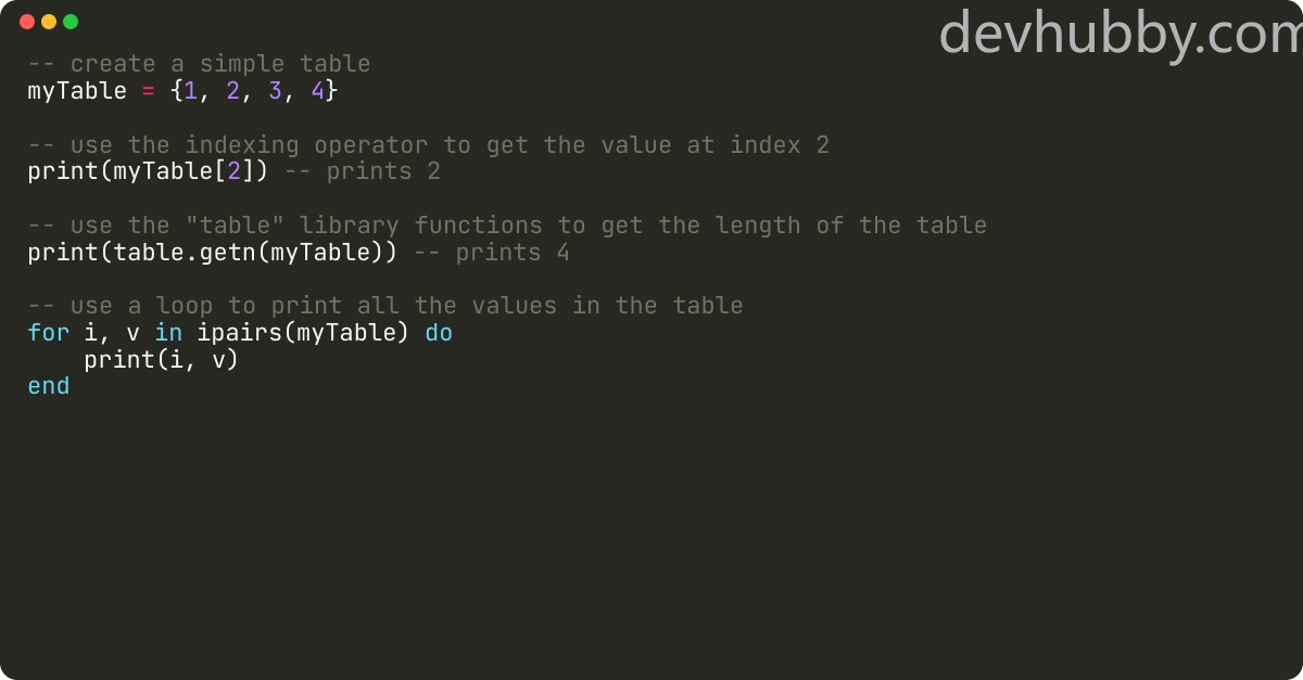How to get data from a table in Lua?