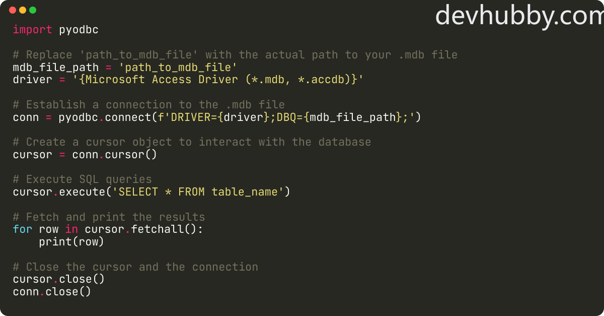 How to read .mdb file using Python 64 bit?
