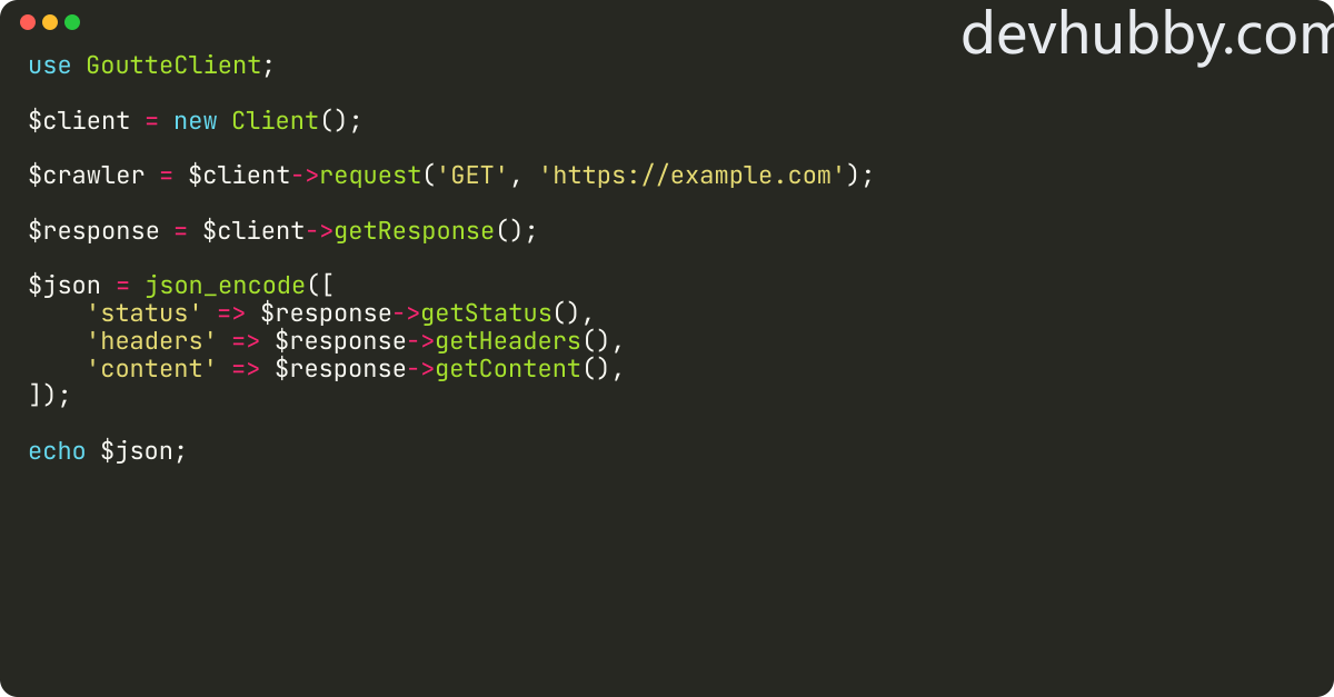 How to convert a goutte response to JSON?