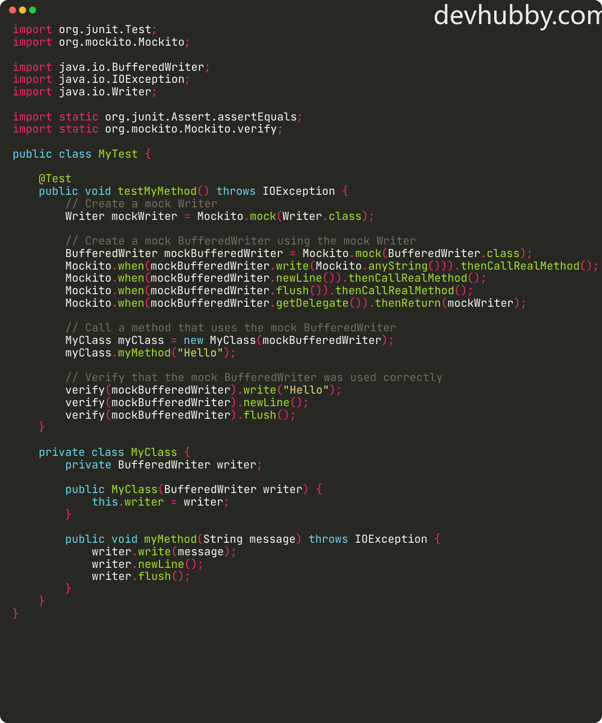 How to mock BufferedWriter in Java?