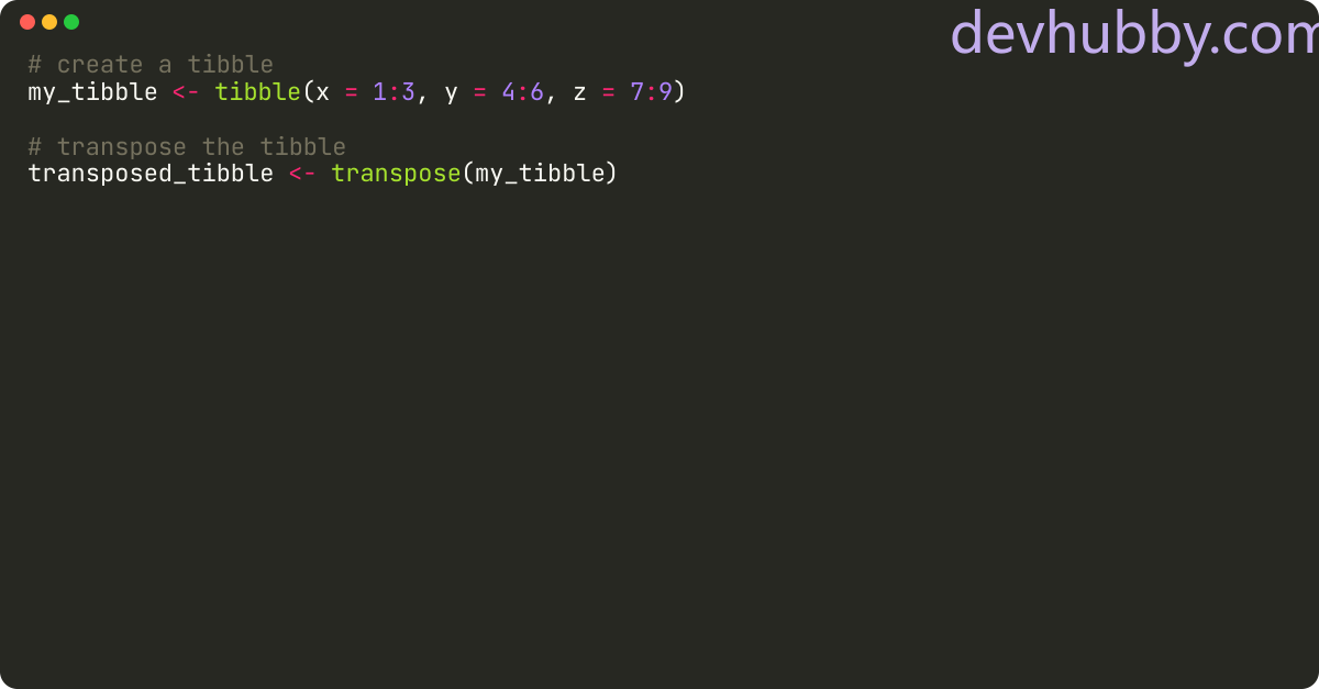 How to transpose a tibble in R language?