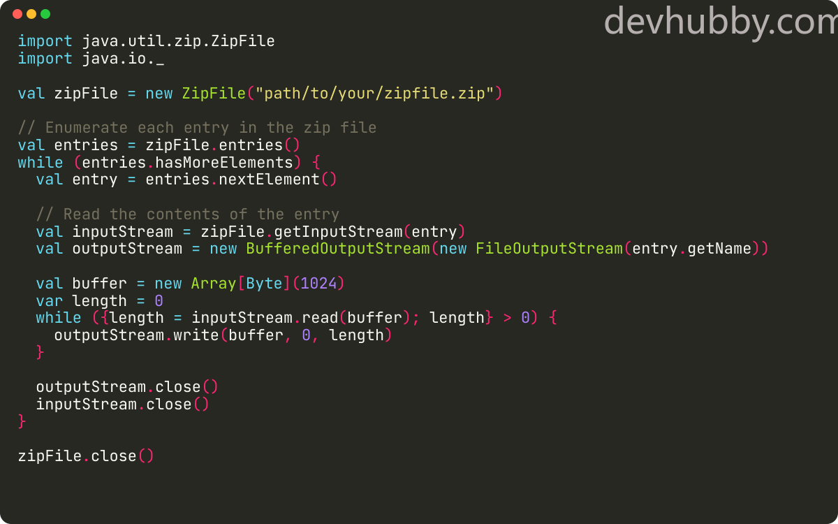 How to read zip file in Scala?