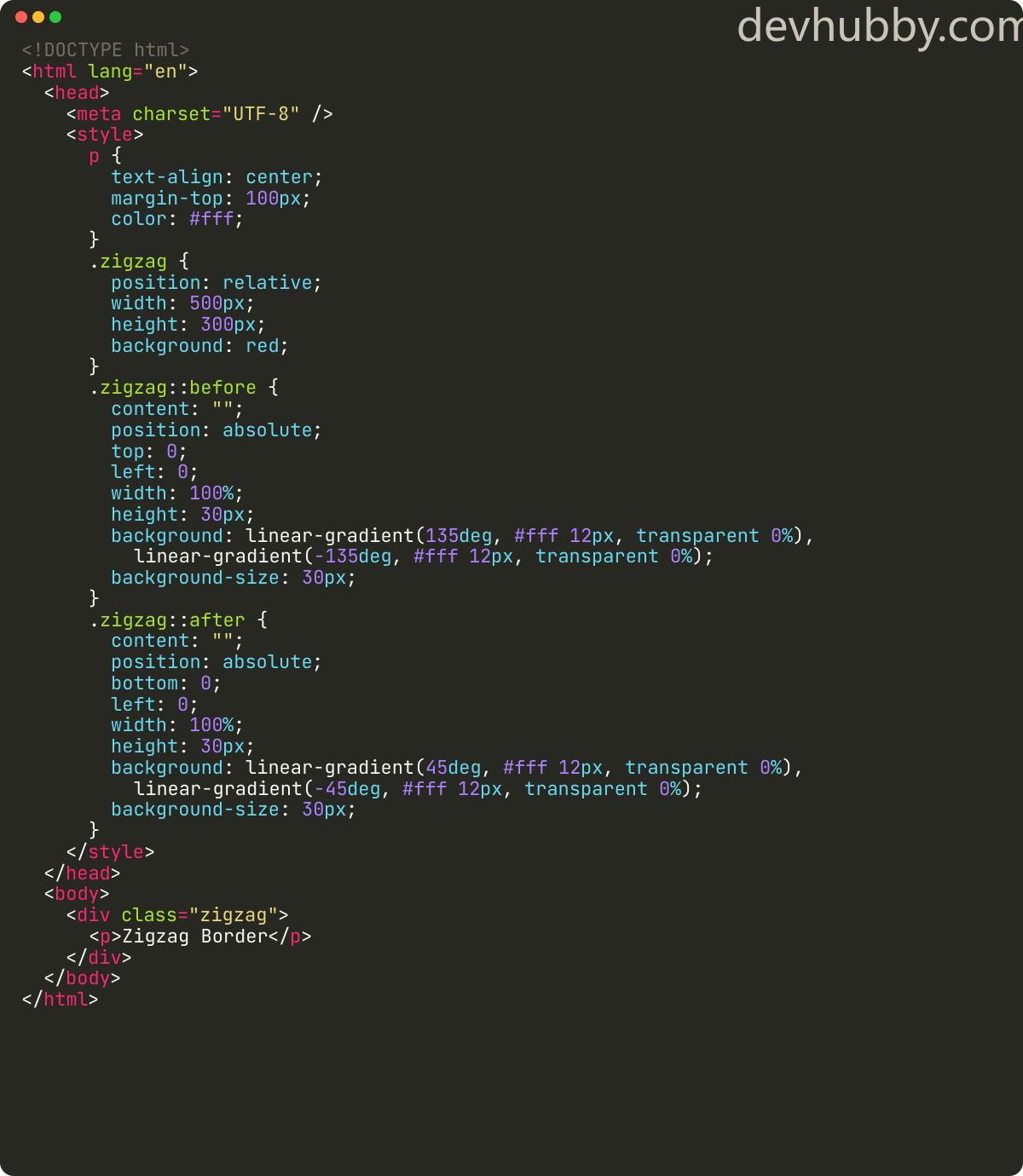 How to create a zig zag border in CSS?